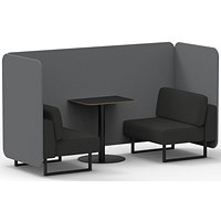 Brixworth 2 Seater Bench Booth With Table, Black Legs, Black Table, Synergy Fabric, Partner Panels And Mix Sofa