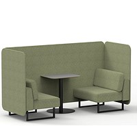 Brixworth 2 Seater Bench Booth With Table, Black Legs, Grey Table With Black Leg, Rivet Fabric, Burnish Panels And Sofa