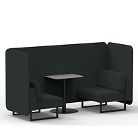 Brixworth 2 Seater Bench Booth With Table, Black Legs, Grey Table With Black Leg, Rivet Fabric, Charcoal Panels And Sofa