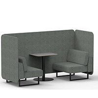 Brixworth 2 Seater Bench Booth With Table, Black Legs, Grey Table With Black Leg, Rivet Fabric, Prime Panels And Sofa