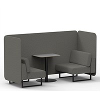 Brixworth 2 Seater Bench Booth With Table, Black Legs, Grey Table With Black Leg, X2 Fabric, Number Panels And Sofa