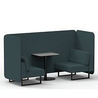 Brixworth 2 Seater Bench Booth With Table, Black Legs, Grey Table With Black Leg, X2 Fabric, Polygon Panels And Sofa