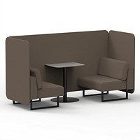 Brixworth 2 Seater Bench Booth With Table, Black Legs, Grey Table With Black Leg, X2 Fabric, Theory Panels And Sofa