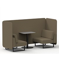 Brixworth 2 Seater Bench Booth With Table, Black Legs, Grey Table With Black Leg, Main Line Flax Fabric, Bank Panels And Sofa