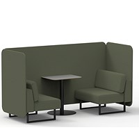 Brixworth 2 Seater Bench Booth With Table, Black Legs, Grey Table With Black Leg, Main Line Flax Fabric, Monument Panels And Sofa