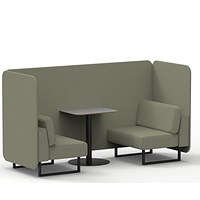 Brixworth 2 Seater Bench Booth With Table, Black Legs, Grey Table With Black Leg, Main Line Flax Fabric, Newbury Panels And Sofa