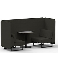 Brixworth 2 Seater Bench Booth With Table, Black Legs, Grey Table With Black Leg, Main Line Flax Fabric, Temple Panels And Sofa