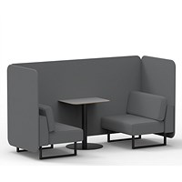 Brixworth 2 Seater Bench Booth With Table, Black Legs, Grey Table With Black Leg, Synergy Fabric, Partner Panels And Sofa