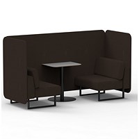 Brixworth 2 Seater Bench Booth With Table, Black Legs, Grey Table With Black Leg, Synergy Fabric, Wed Panels And Sofa