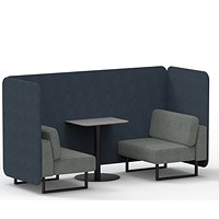 Brixworth 2 Seater Bench Booth With Table, Black Legs, Grey Table With Black Leg, Rivet Fabric, Crucible Panels And Prime Sofa