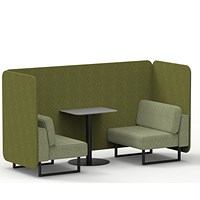 Brixworth 2 Seater Bench Booth With Table, Black Legs, Grey Table With Black Leg, Rivet Fabric, Olive Panels And Burnish Sofa