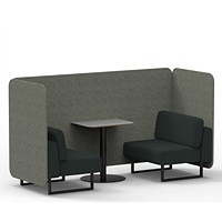 Brixworth 2 Seater Bench Booth With Table, Black Legs, Grey Table With Black Leg, Rivet Fabric, Prime Panels And Crucible Sofa