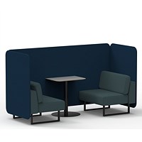 Brixworth 2 Seater Bench Booth With Table, Black Legs, Grey Table With Black Leg, X2 Fabric, Calculus Panels And Polygon Sofa