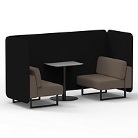 Brixworth 2 Seater Bench Booth With Table, Black Legs, Grey Table With Black Leg, X2 Fabric, Diameter Panels And Theory Sofa