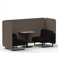Brixworth 2 Seater Bench Booth With Table, Black Legs, Grey Table With Black Leg, X2 Fabric, Theory Panels And Diameter Sofa