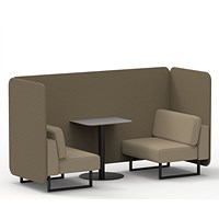 Brixworth 2 Seater Bench Booth With Table, Black Legs, Grey Table With Black Leg, Main Line Flax Fabric, Bank Panels And Upminster Sofa