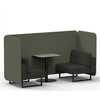 Brixworth 2 Seater Bench Booth With Table, Black Legs, Grey Table With Black Leg, Main Line Flax Fabric, Monument Panels And Temple Sofa
