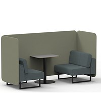 Brixworth 2 Seater Bench Booth With Table, Black Legs, Grey Table With Black Leg, Main Line Flax Fabric, Newbury Panels And Westminster Sofa