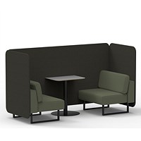 Brixworth 2 Seater Bench Booth With Table, Black Legs, Grey Table With Black Leg, Main Line Flax Fabric, Temple Panels And Monument Sofa