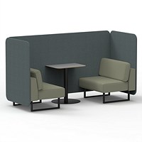 Brixworth 2 Seater Bench Booth With Table, Black Legs, Grey Table With Black Leg, Main Line Flax Fabric, Westminster Panels And Newbury Sofa