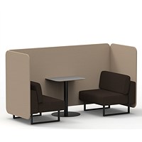 Brixworth 2 Seater Bench Booth With Table, Black Legs, Grey Table With Black Leg, Synergy Fabric, Affix Panels And Wed Sofa