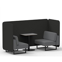 Brixworth 2 Seater Bench Booth With Table, Black Legs, Grey Table With Black Leg, Synergy Fabric, Mix Panels And Partner Sofa
