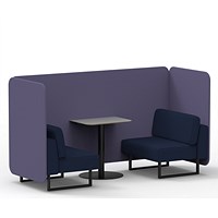 Brixworth 2 Seater Bench Booth With Table, Black Legs, Grey Table With Black Leg, Synergy Fabric, Order Panels And Alike Sofa