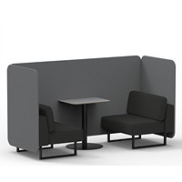 Brixworth 2 Seater Bench Booth With Table, Black Legs, Grey Table With Black Leg, Synergy Fabric, Partner Panels And Mix Sofa