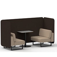Brixworth 2 Seater Bench Booth With Table, Black Legs, Grey Table With Black Leg, Synergy Fabric, Wed Panels And Affix Sofa