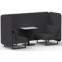 Brixworth 2 Seater Bench Booth With Table, Black Legs, White Table With Black Leg, X2 Fabric, Arithmetic Panels And Sofa