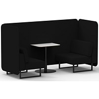 Brixworth 2 Seater Bench Booth With Table, Black Legs, White Table With Black Leg, X2 Fabric, Diameter Panels And Sofa