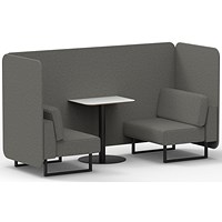 Brixworth 2 Seater Bench Booth With Table, Black Legs, White Table With Black Leg, X2 Fabric, Number Panels And Sofa