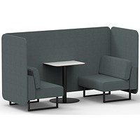 Brixworth 2 Seater Bench Booth With Table, Black Legs, White Table With Black Leg, Main Line Flax Fabric, Westminster Panels And Sofa