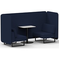 Brixworth 2 Seater Bench Booth With Table, Black Legs, White Table With Black Leg, Synergy Fabric, Alike Panels And Sofa