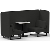 Brixworth 2 Seater Bench Booth With Table, Black Legs, White Table With Black Leg, Synergy Fabric, Mix Panels And Sofa