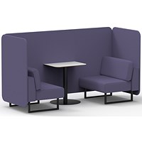 Brixworth 2 Seater Bench Booth With Table, Black Legs, White Table With Black Leg, Synergy Fabric, Order Panels And Sofa