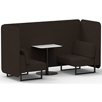 Brixworth 2 Seater Bench Booth With Table, Black Legs, White Table With Black Leg, Synergy Fabric, Wed Panels And Sofa