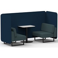 Brixworth 2 Seater Bench Booth With Table, Black Legs, White Table With Black Leg, X2 Fabric, Calculus Panels And Polygon Sofa