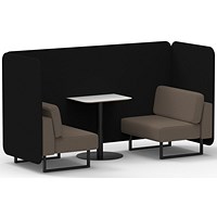 Brixworth 2 Seater Bench Booth With Table, Black Legs, White Table With Black Leg, X2 Fabric, Diameter Panels And Theory Sofa