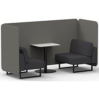 Brixworth 2 Seater Bench Booth With Table, Black Legs, White Table With Black Leg, X2 Fabric, Number Panels And Arithmetic Sofa