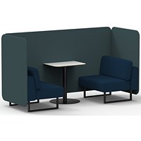 Brixworth 2 Seater Bench Booth With Table, Black Legs, White Table With Black Leg, X2 Fabric, Polygon Panels And Calculus Sofa