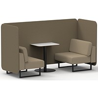 Brixworth 2 Seater Bench Booth With Table, Black Legs, White Table With Black Leg, Main Line Flax Fabric, Bank Panels And Upminster Sofa