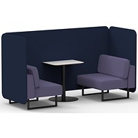 Brixworth 2 Seater Bench Booth With Table, Black Legs, White Table With Black Leg, Synergy Fabric, Alike Panels And Order Sofa