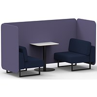 Brixworth 2 Seater Bench Booth With Table, Black Legs, White Table With Black Leg, Synergy Fabric, Order Panels And Alike Sofa