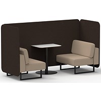 Brixworth 2 Seater Bench Booth With Table, Black Legs, White Table With Black Leg, Synergy Fabric, Wed Panels And Affix Sofa