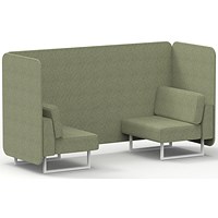 Brixworth 2 Seater Bench Booth, White Legs, Rivet Fabric, Burnish Panels And Sofa