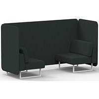 Brixworth 2 Seater Bench Booth, White Legs, Rivet Fabric, Charcoal Panels And Sofa