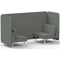 Brixworth 2 Seater Bench Booth, White Legs, Rivet Fabric, Prime Panels And Sofa