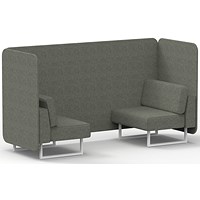 Brixworth 2 Seater Bench Booth, White Legs, Rivet Fabric, Vitreous Panels And Sofa