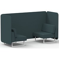 Brixworth 2 Seater Bench Booth, White Legs, X2 Fabric, Polygon Panels And Sofa